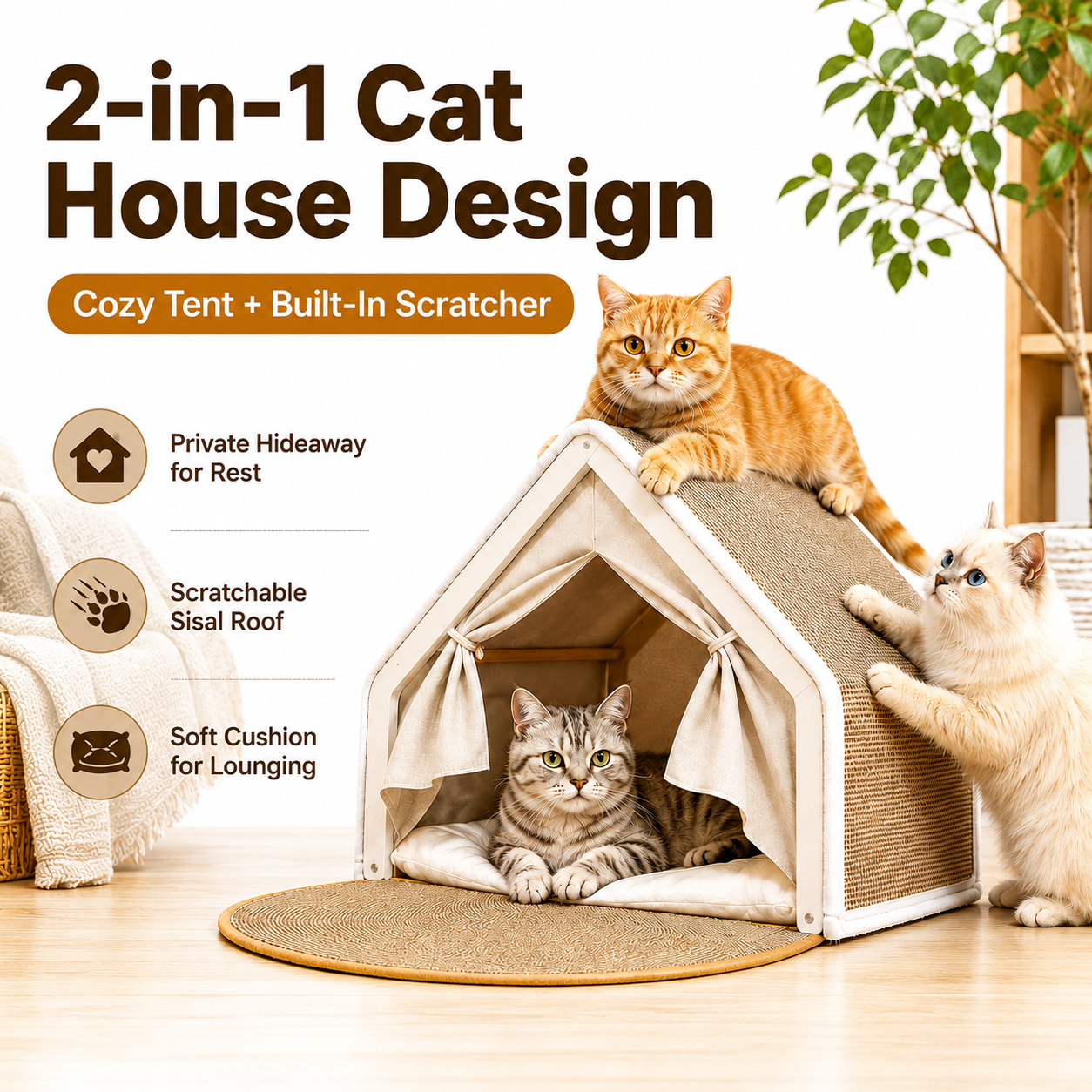Foldable Sisal Cat House