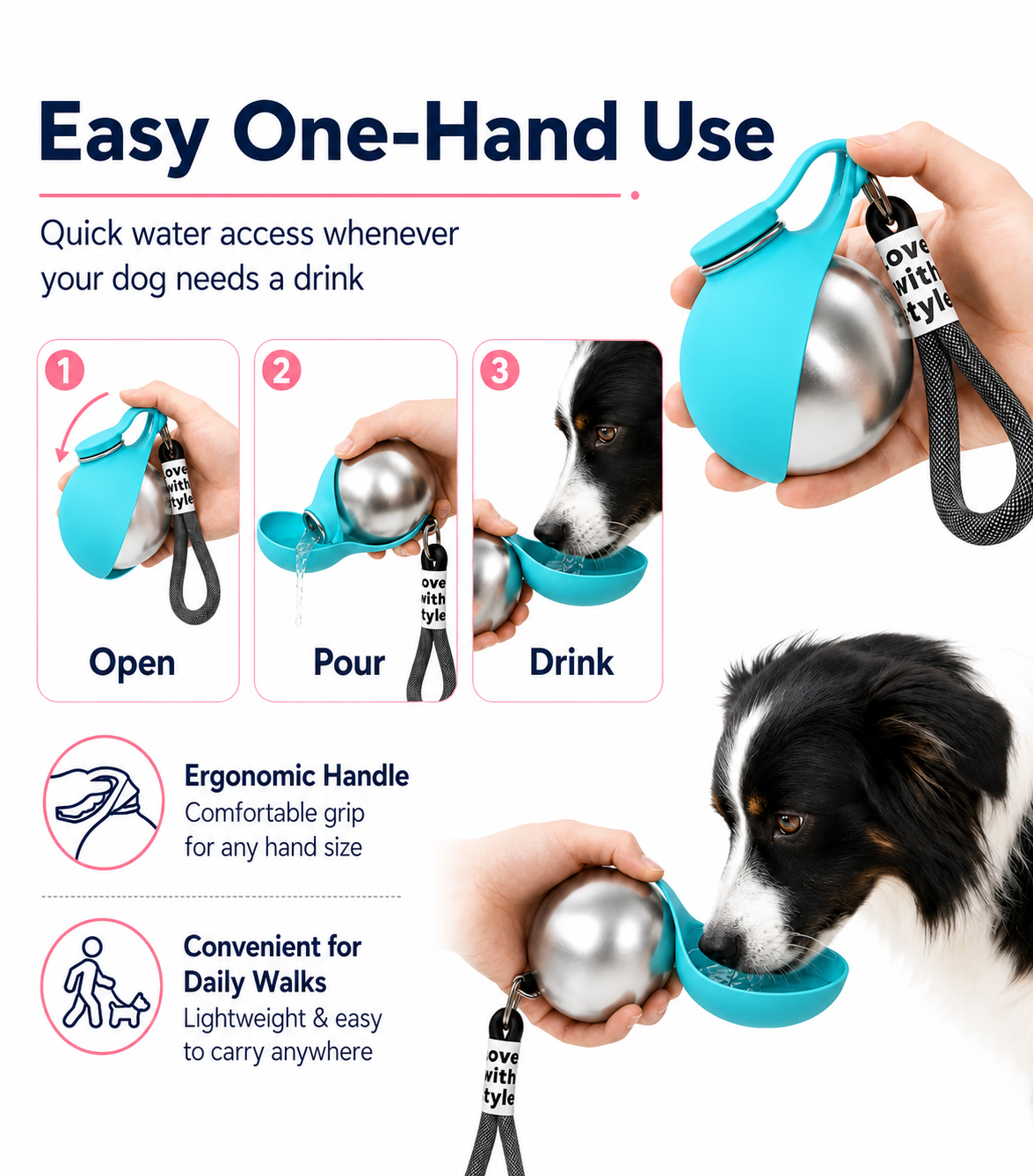 2 In 1 Portable Dog Water Bottle